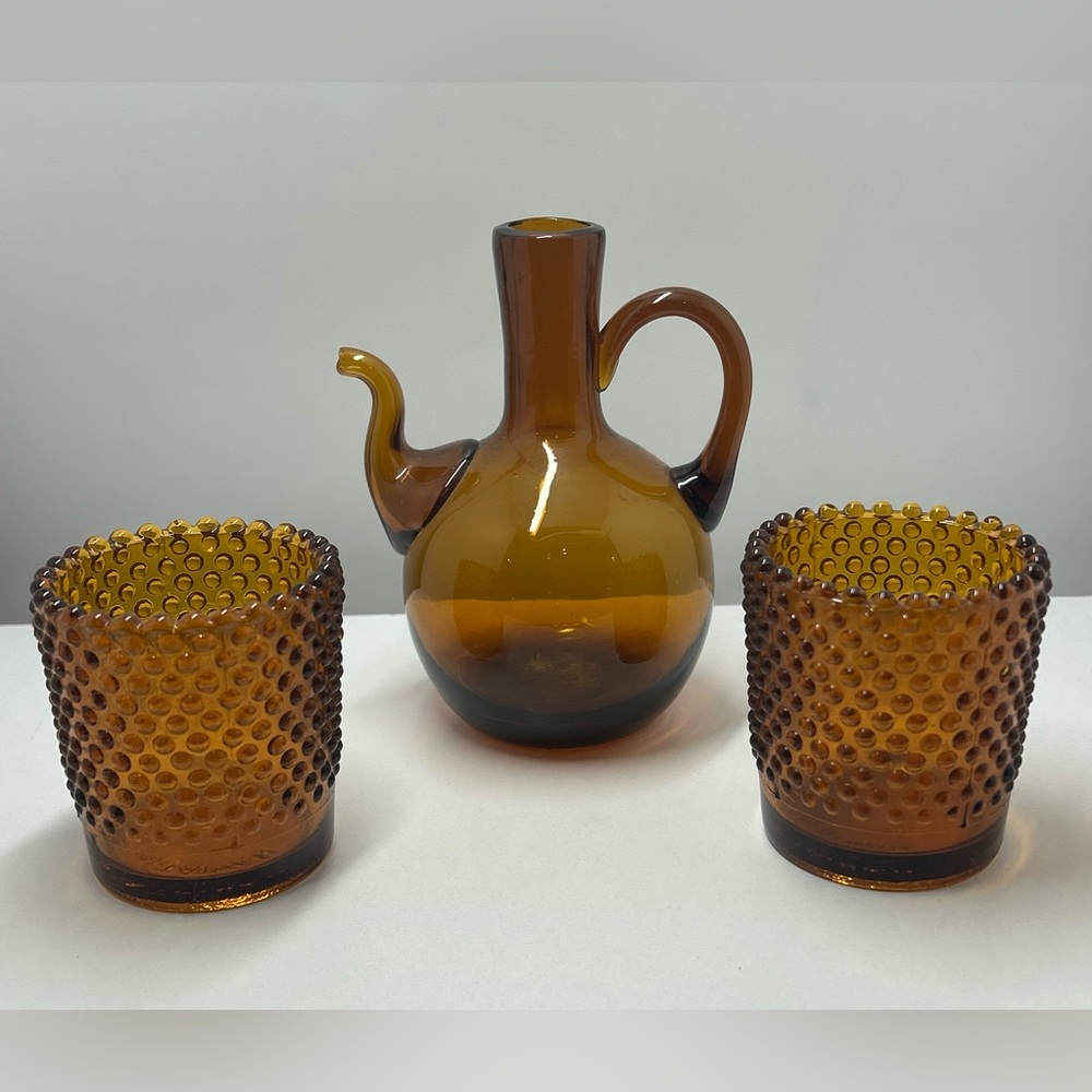 🐕3/20 Vintage Amber Glass Bundle - Set of 3 - Picture 2 of 9